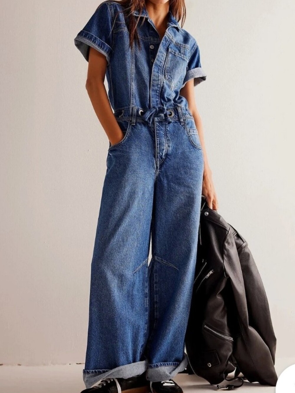 We The Free Edison Denim Jumpsuit in Medium Blue - Picture 2 of 16